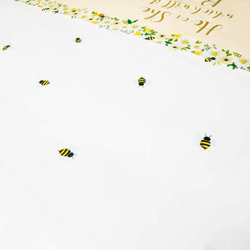 Sparkle and Bash Bee Plastic Tablecloth for Gender Reveal Party (54 x 108 Inches, 3 Pack)