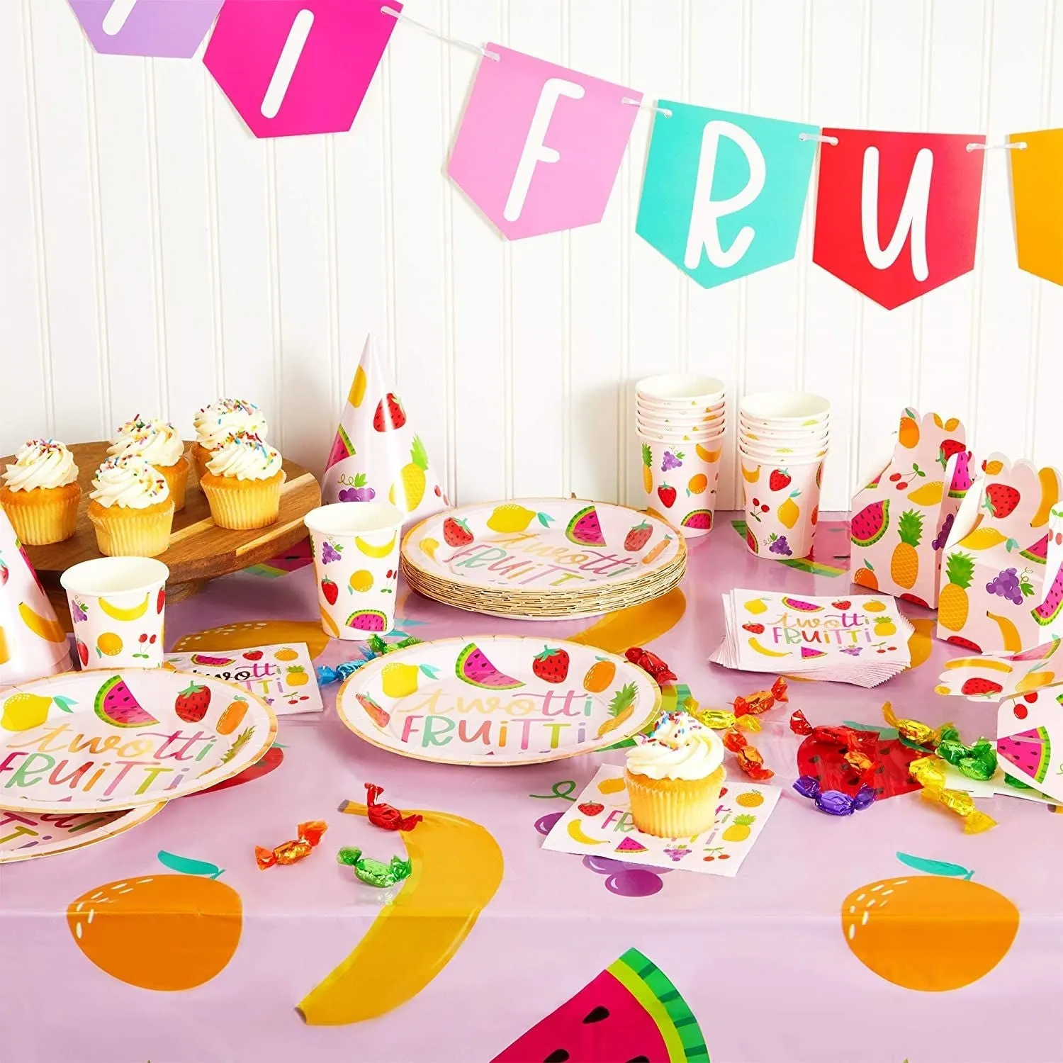 Tablecloth for Two-tti Frutti 2nd Birthday Party Decorations (Pink, 54 x 108 In, 3 Pack)