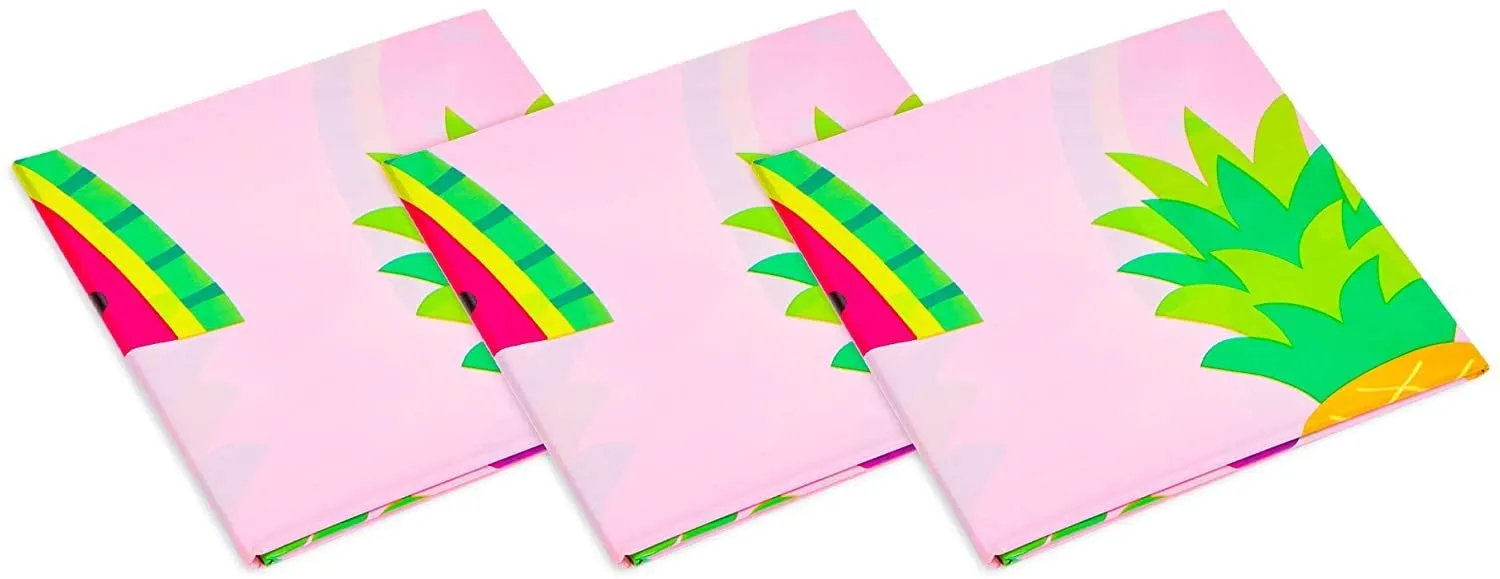 Tablecloth for Two-tti Frutti 2nd Birthday Party Decorations (Pink, 54 x 108 In, 3 Pack)
