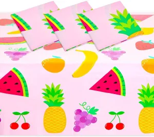 Tablecloth for Two-tti Frutti 2nd Birthday Party Decorations (Pink, 54 x 108 In, 3 Pack)