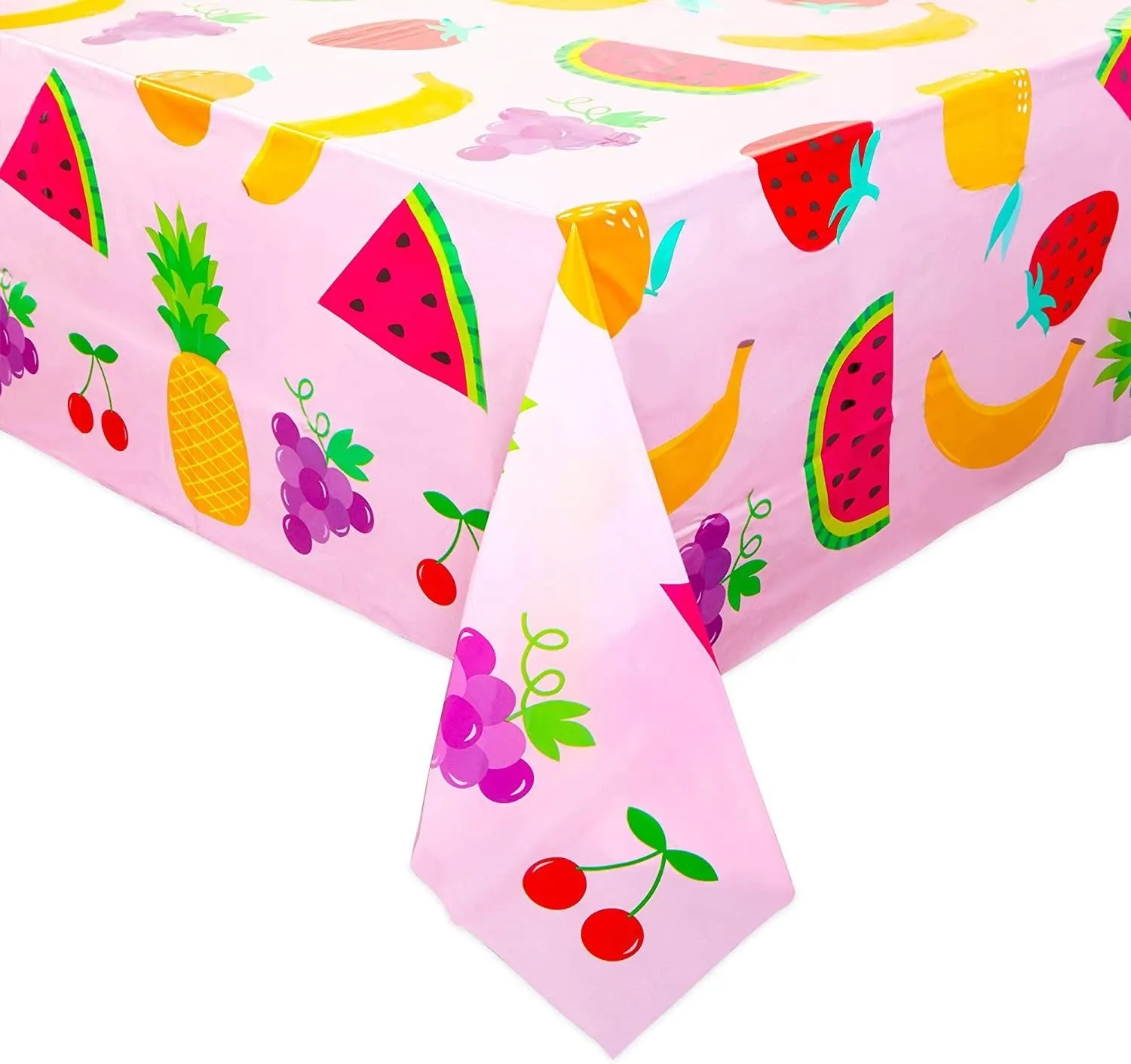 Tablecloth for Two-tti Frutti 2nd Birthday Party Decorations (Pink, 54 x 108 In, 3 Pack)