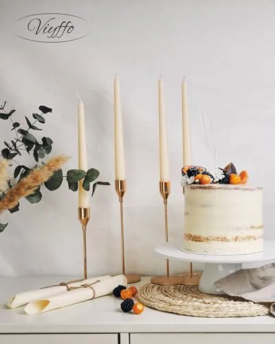 Taper Candles 10 Inch Ivory Set of 4 Unscented, Dripless, Smokeless Long Tall Tapered Candlesticks Wedding Advent Home Decor Dinner Christmas
