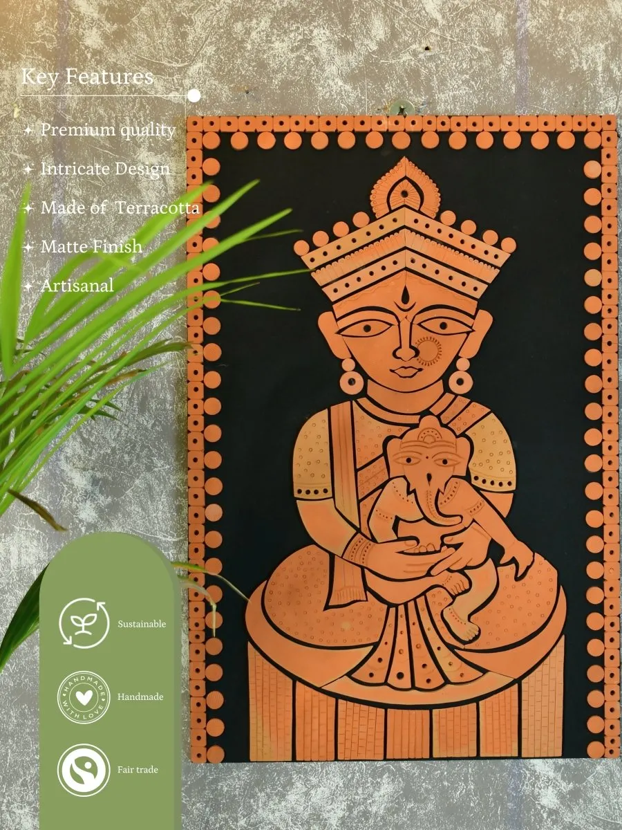 Terracotta Ganesh Janani: Artisan Wall Decor for Home Bliss