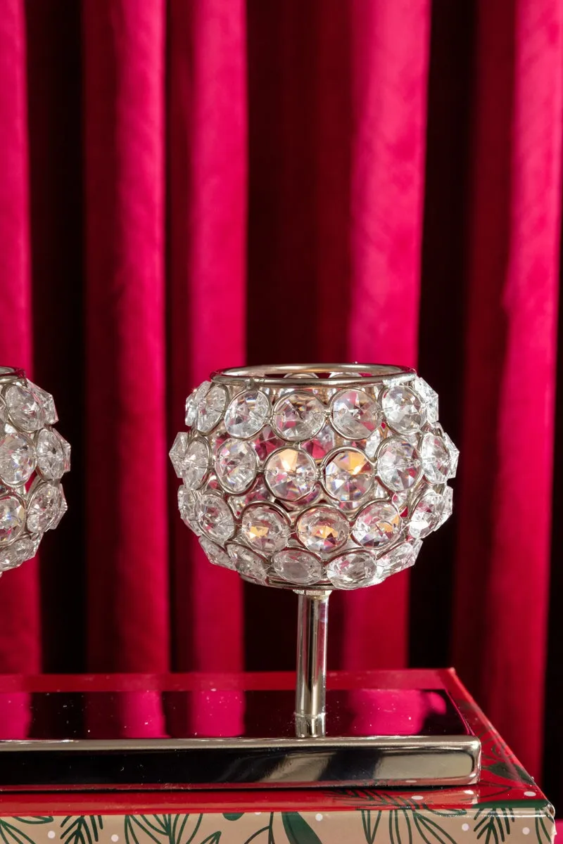 Triple Crystal Stem Votive Tea Light Holder