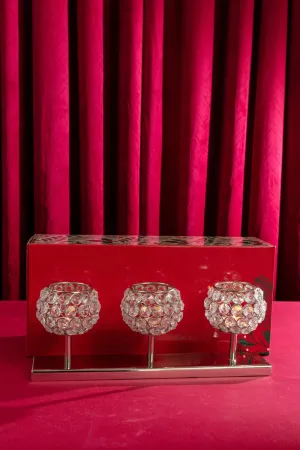 Triple Crystal Stem Votive Tea Light Holder