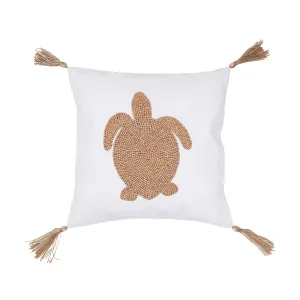 Turtle Handmade Wood Beaded Pillow