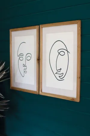 Two Black & White Face Prints