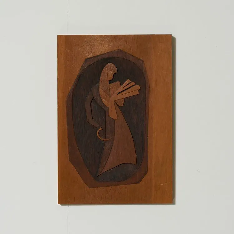 Vintage modernist wood carving art pieces